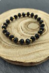 Pulsera Turmalina  Negra y Cuentas Doradas