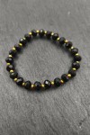 Pulsera Turmalina  Negra y Cuentas Doradas