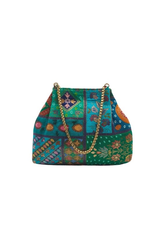 Bolso Bombonera Boho Verde Bordado