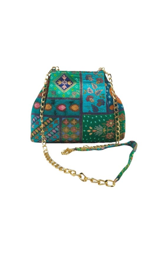 Bolso Bombonera Boho Verde Bordado