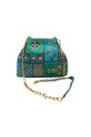 Bolso Bombonera Boho Verde Bordado