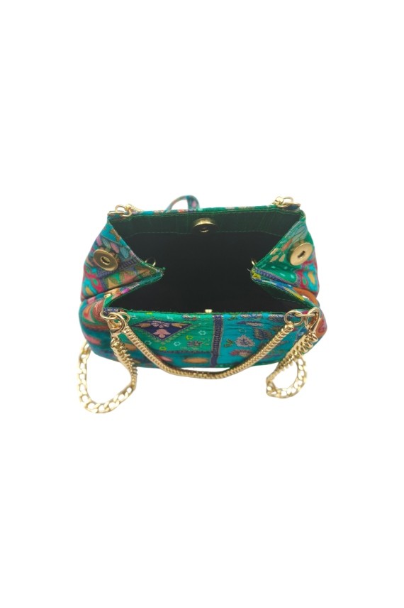 Bolso Bombonera Boho Verde Bordado