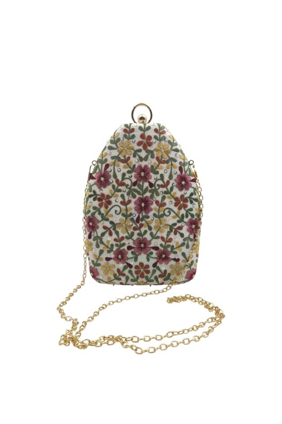 Bolso Fiesta Bordado Floral Rígido