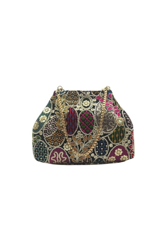 Bolso Bombonera Boho Negro Bordado