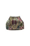 Bolso Bombonera Boho Rosa Bordado Perlas