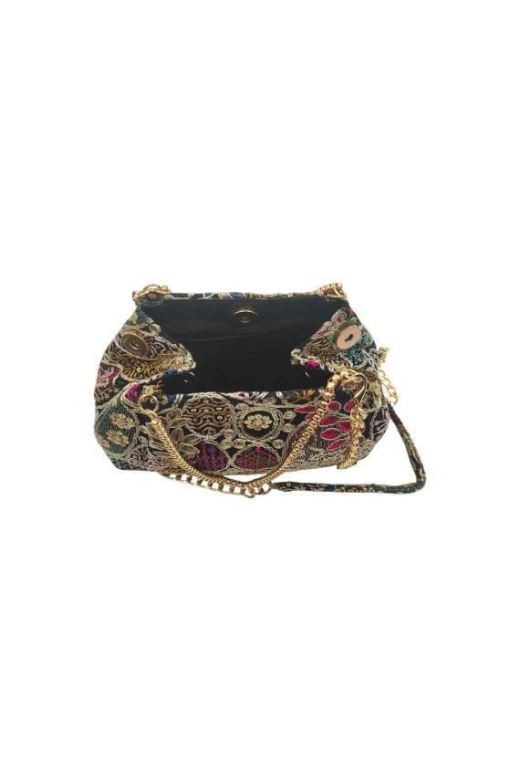 Bolso Bombonera Boho Negro Bordado