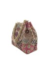 Bolso Bombonera Boho Rosa Bordado Perlas