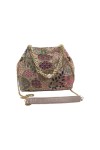Bolso Bombonera Boho Rosa Bordado Perlas