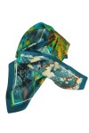 Pañuelo Motivos Florales Azul y Beige