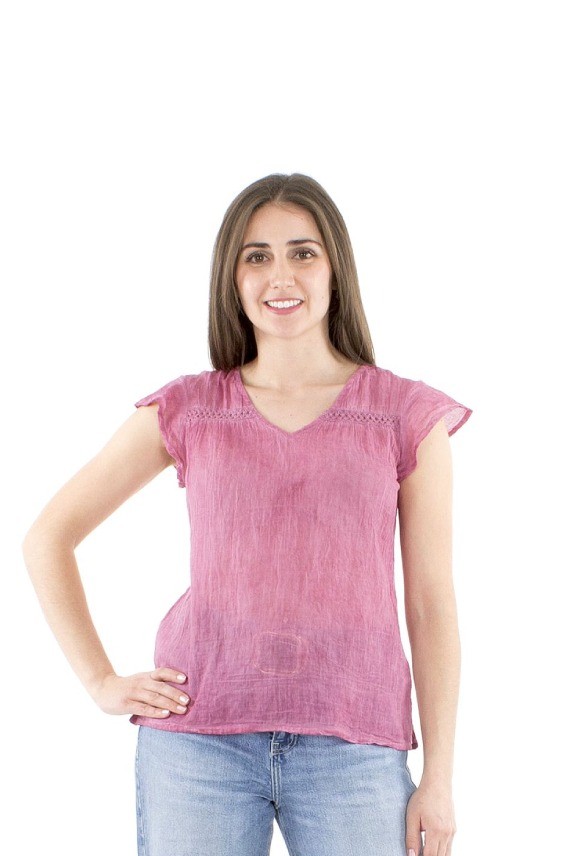 Blusa boho algodón con encaje