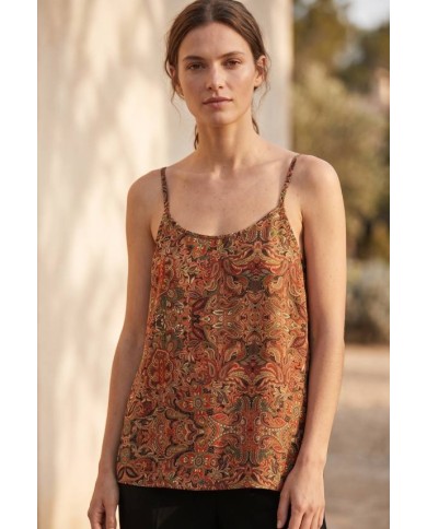 Top Poliester Estampado Floral Paisley