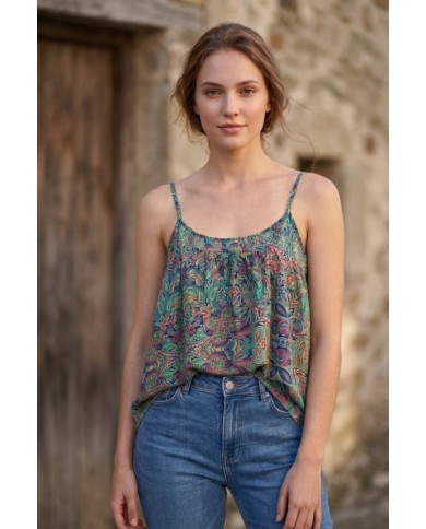 Top Poliester Estampado Floral Paisley