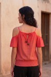 Blusa Viscosa y Lino Manga Caida