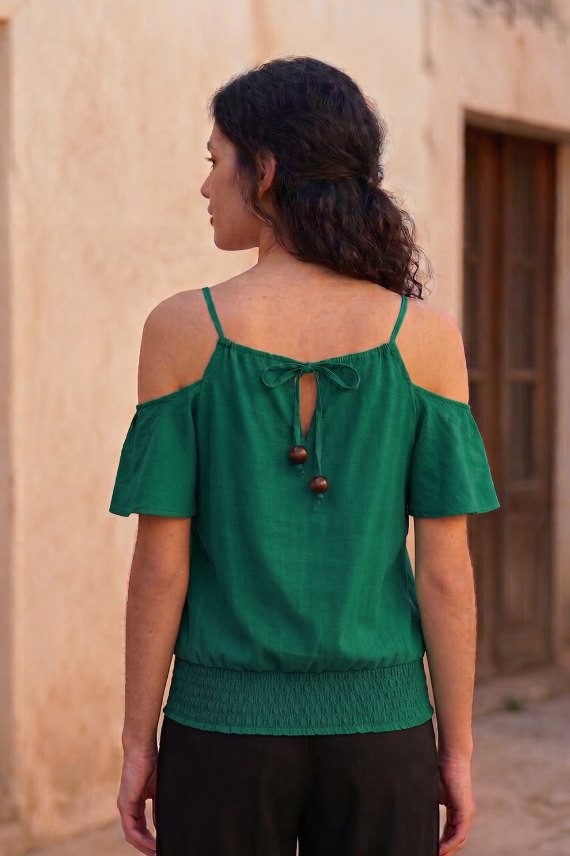 Blusa Viscosa y Lino Manga Caida