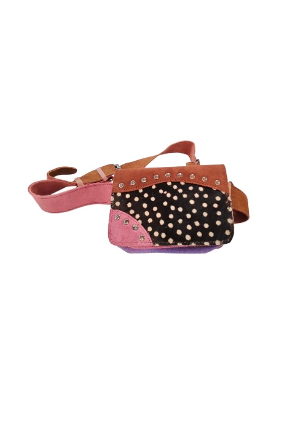Riñonera Piel Lizbetli Animal Print Topos blancos By Soruka