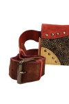 Riñonera Lizbetli Piel Patchwork Beige y Frambuesa Topos By Soruka