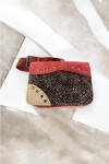 Riñonera Lizbetli Piel Patchwork Beige y Frambuesa Topos By Soruka
