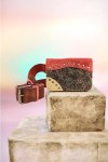 Riñonera Lizbetli Piel Patchwork Beige y Frambuesa Topos By Soruka