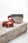 Riñonera Lizbetli Soruka Piel Patchwork Kaki Violeta Topos