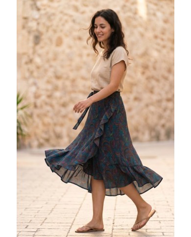 Falda Cruzada Poliester Estampado Paisley