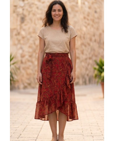 Falda Cruzada Poliester Estampado Paisley