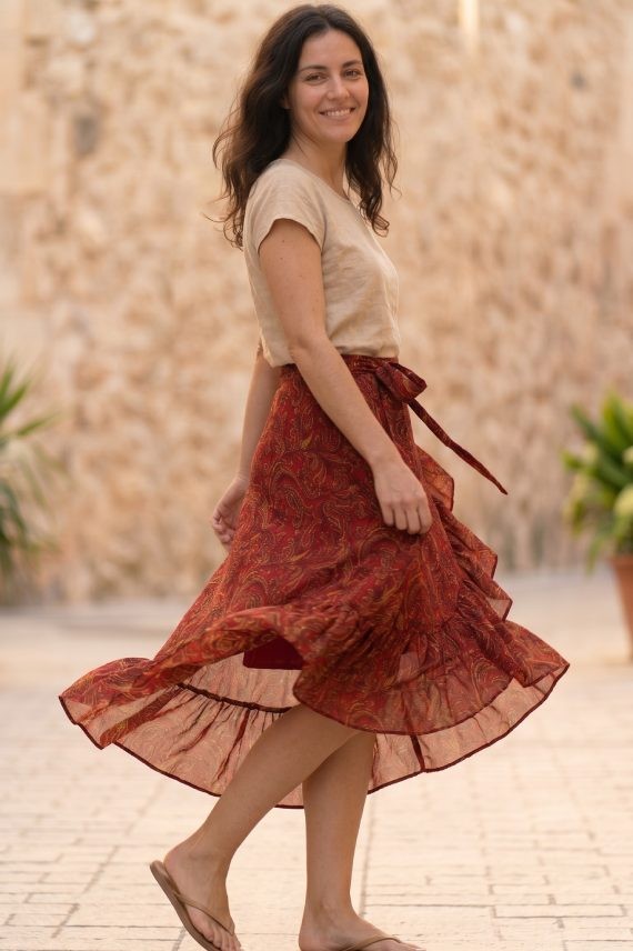 Falda Cruzada Poliester Estampado Paisley
