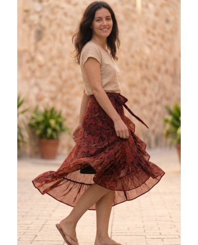 Falda Cruzada Poliester Estampado Paisley