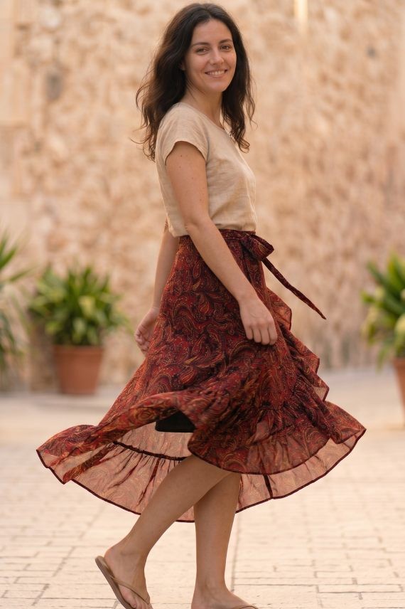 Falda Cruzada Poliester Estampado Paisley