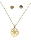 Conjunto de Acero Dorado Flor Calada