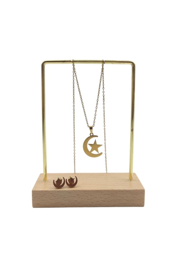 Conjunto de Acero Dorado Luna y Estrella