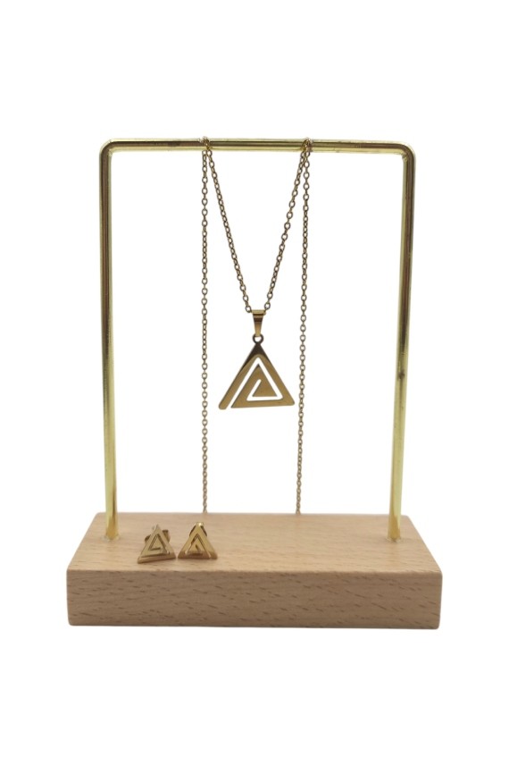 Conjunto de Acero Dorado Triángulo Geométrico