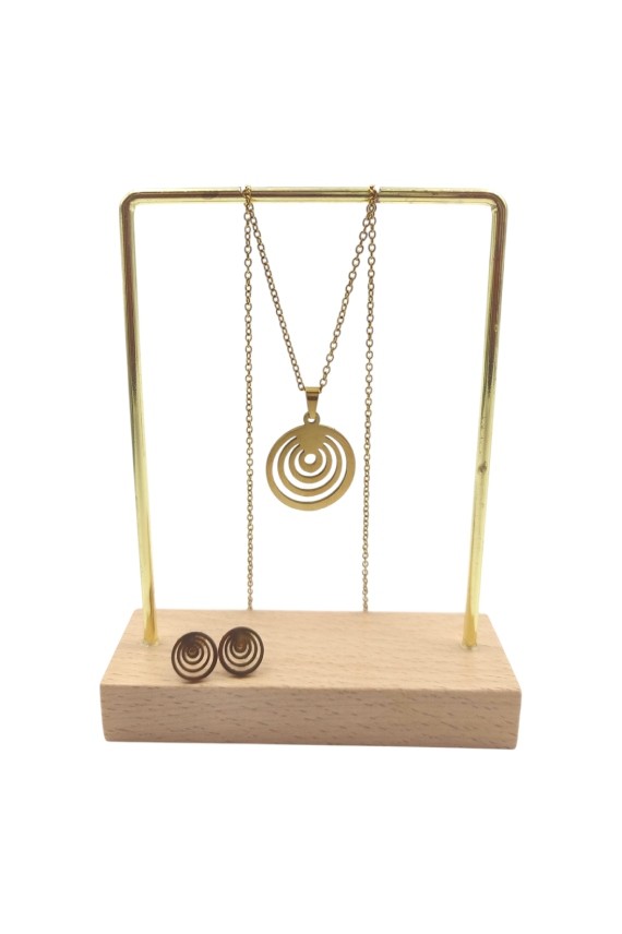 Conjunto de Acero Dorado Espiral Circular