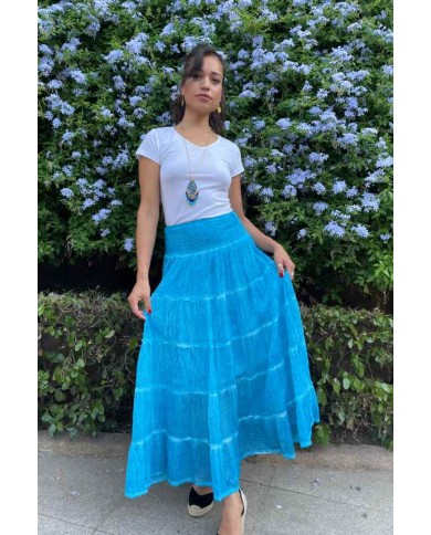 Falda Larga Velo Algodón volante sobretintada