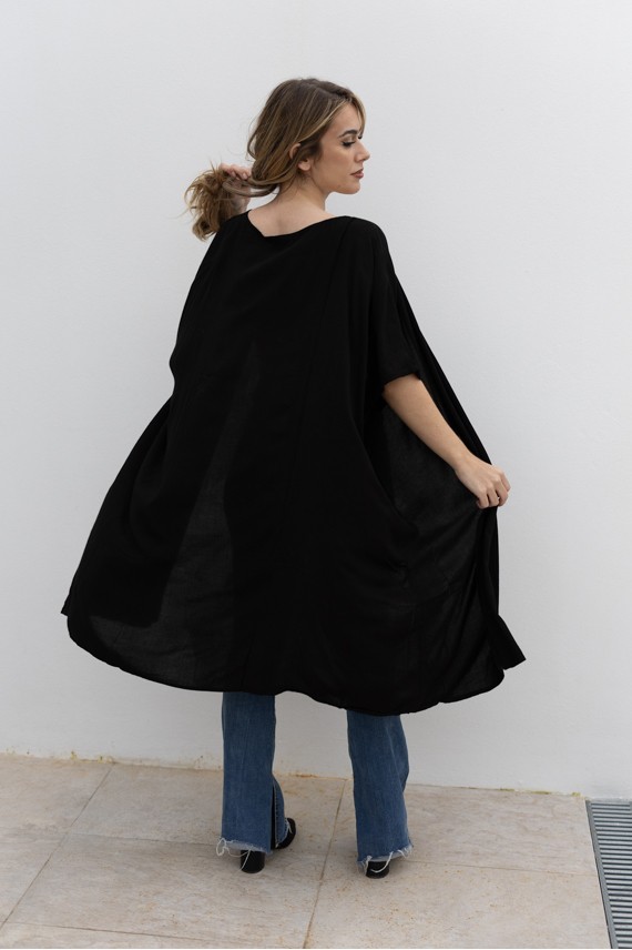 Kimono Largo Viscosa Negro