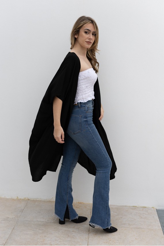 Kimono Largo Viscosa Negro