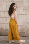 Pantalón Ancho Algodón Palazzo Mostaza