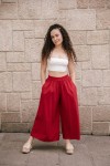 Pantalón Ancho Algodón Palazzo Rojo