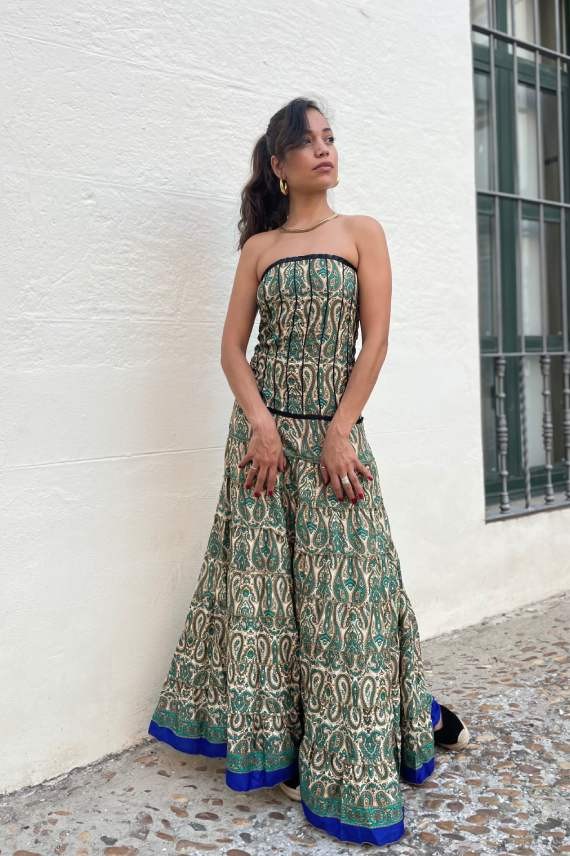 Vestido largo palabra de honor Brisa del Ganges