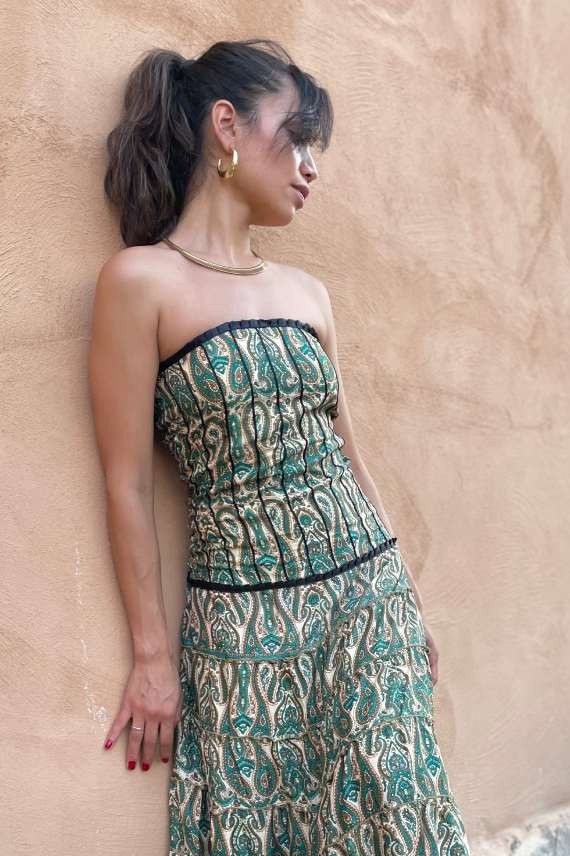 Vestido largo palabra de honor Brisa del Ganges