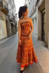 Vestido largo palabra de honor Fuego Bohemio Rojo