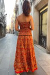 Vestido largo palabra de honor Fuego Bohemio Rojo