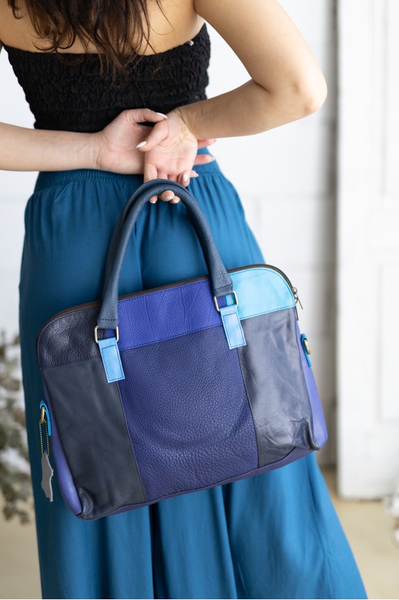 Bolso Maletín Soruka Emilia Briefcase Azul Animal Print