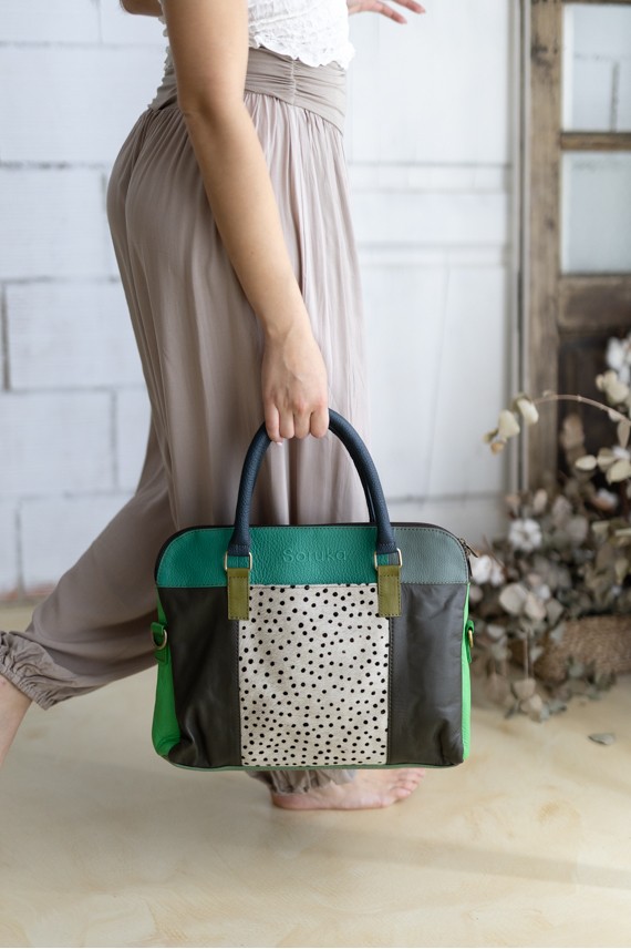 Bolso Maletín Soruka Emilia Briefcase Verde Animal Print