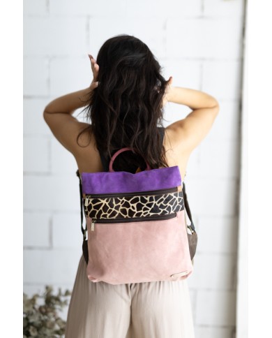 Mochila Soruka Louise Ante Rosa Morado Animal Print