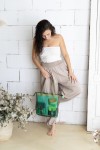 Bolso Mochila Soruka Ellie en Piel Verde Patchwork