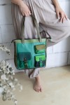 Bolso Mochila Soruka Ellie en Piel Verde Patchwork