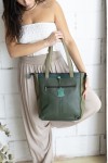 Bolso Mochila Soruka Ellie en Piel Verde Patchwork