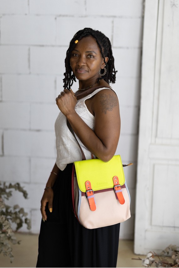 Bolso Mochila Freya Lima y Rosa en Piel Sostenible Soruka