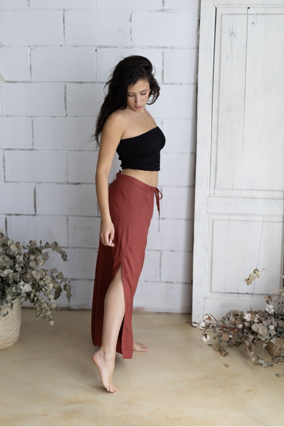 Pantalón Pareo Fluido de Viscosa Abierto Lateral