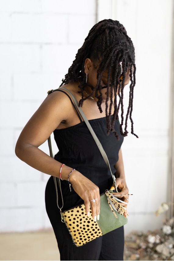 Bolso Soruka Miranda Verde Oliva Animal Print Topos